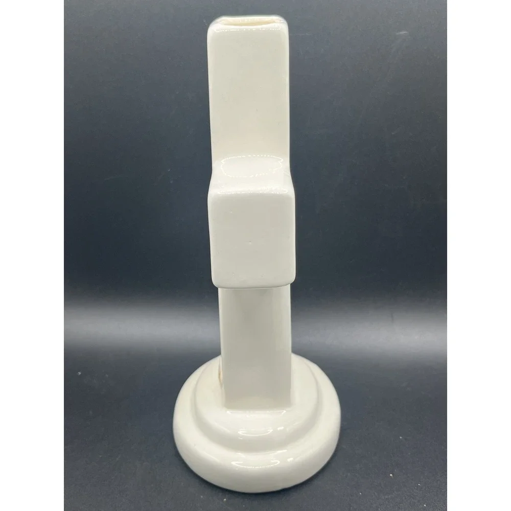 White Porcelain‎ Cross Vase w/ Yellow Flower & 'God Is Love' Religious